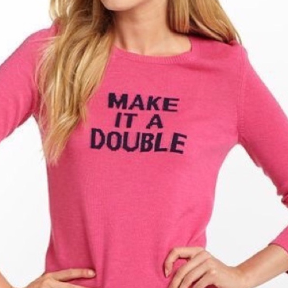 Lilly Pulitzer NWT Pink Sweater Make it a Double L